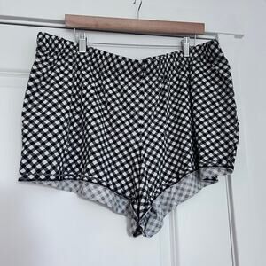 Cacique Lane Bryant Gingham Sleep Shorts Pull On‎ Women’s 22 24 Black White Cozy